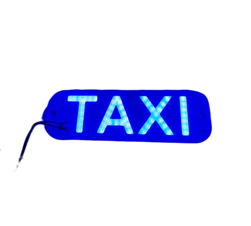 Табличка TAXI на лобове скло світлодіодна на присосках LED шашка для таксі 12в Синя (17366)