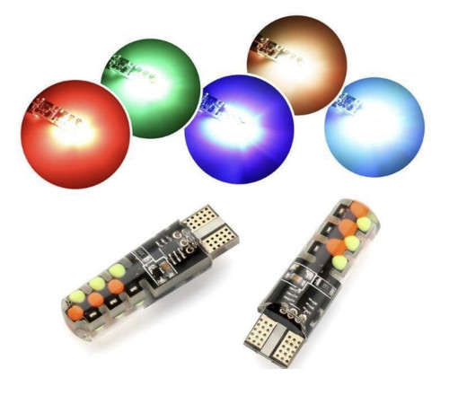 Лампочки автомобільні без цок RGB з пультом 12V 16 кольорів комплект (Т10-086)