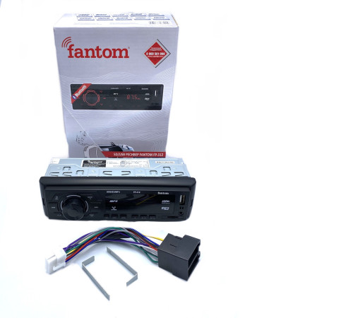Автомобільна магнітола Fantom 1 DIN FM Black Red USB SD підсилила. кач.звуку Bluetooth 4x40W (FP-312R)