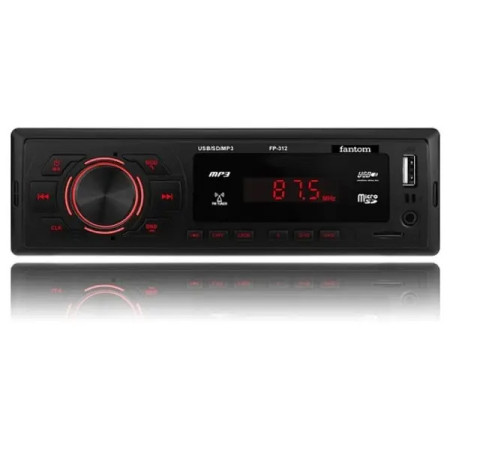 Автомобільна магнітола Fantom 1 DIN FM Black Red USB SD підсилила. кач.звуку Bluetooth 4x40W (FP-312R)