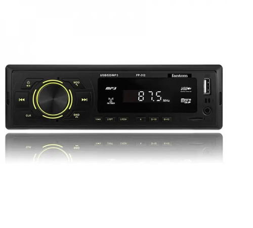 Автомобільна магнітола Fantom 1 DIN FM Black Green USB підсил. кач.звуку Bluetooth 4x40W (FP-312G)