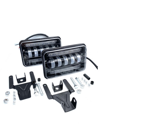 Світлодіодна LED фара 50W 5 лінз СТГ та ДХО прямокутна комплект 2 штуки (КТ-316)