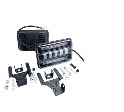 Світлодіодна LED фара 50W 5 лінз СТГ та ДХО прямокутна комплект 2 штуки (КТ-316)